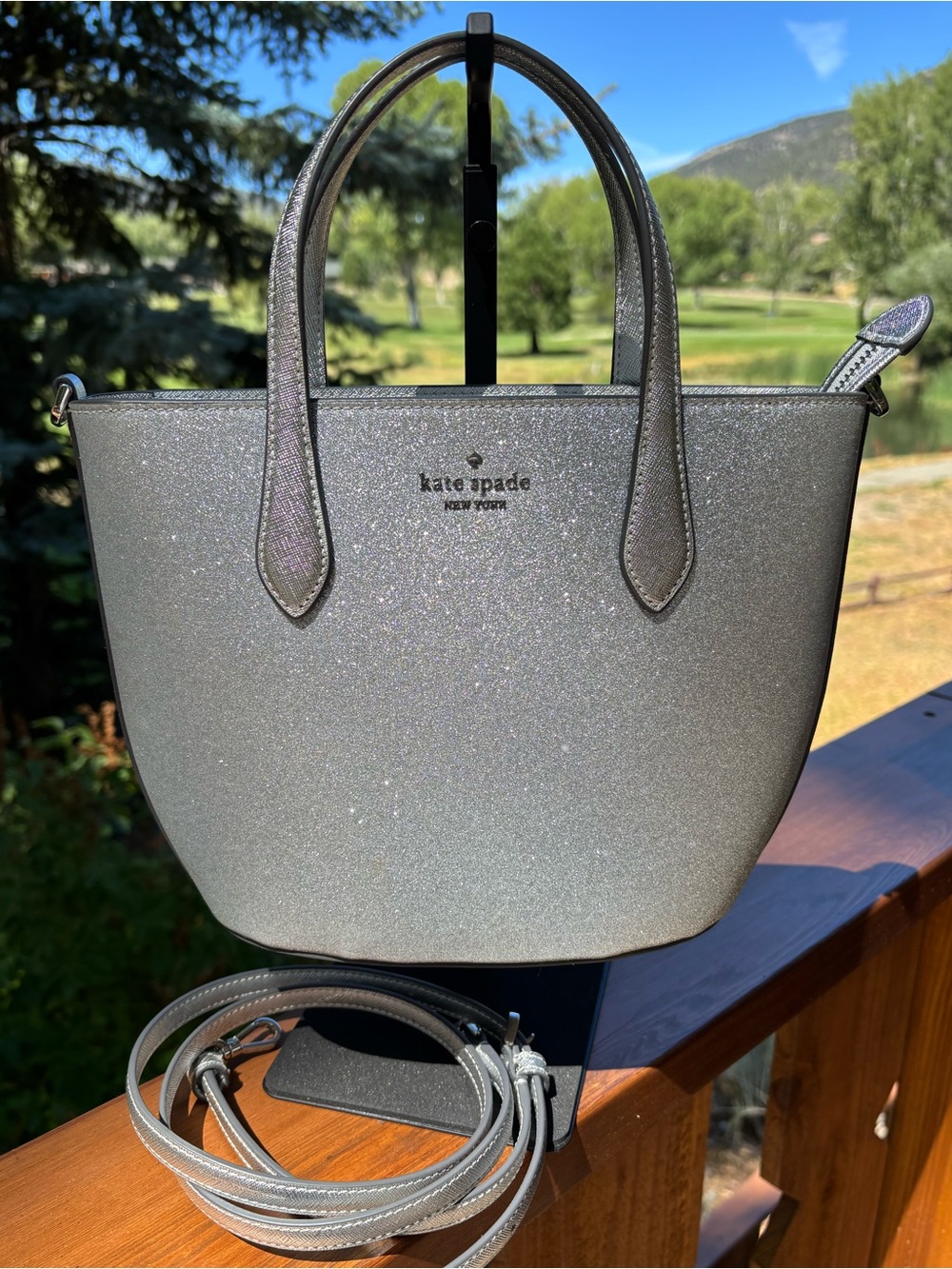 kate spade Silver Glitter Shoulder Tote